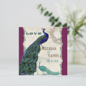 Peacock 5 - officiële bruiloft uitnodiging (Staand voorkant)