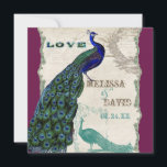 Peacock 5 - officiële bruiloft uitnodiging<br><div class="desc">Er zit een vleugje grilligheid en plezier in dit ontwerp met twee pauwen, een in volle intense kleuren van kobalt, pauw en aqua blauw met paarse en groene, de andere is een pen- en inkttekening in pauwblauw. Je hebt de keuze uit achtergrondkleuren, hier weergegeven in pauw of blauwgroen blauw. Selecteer...</div>