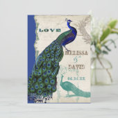 Peacock 5 - officiële bruiloft uitnodiging (Staand voorkant)