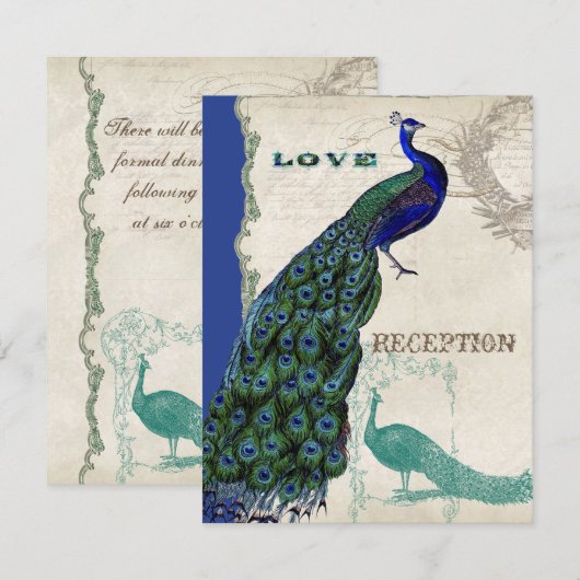  Peacock 5 - officiële bruiloft uitnodiging (Voorkant / Achterkant)