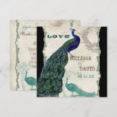 Peacock 5 - officiële bruiloft uitnodiging (Voorkant / Achterkant)
