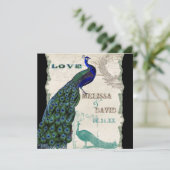 Peacock 5 - officiële bruiloft uitnodiging (Staand voorkant)