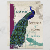  Peacock 5 - officiële bruiloft uitnodiging (Voorkant / Achterkant)