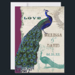 Peacock 5 - officiële bruiloft uitnodiging<br><div class="desc">Er zit een vleugje grilligheid en plezier in dit ontwerp met twee pauwen, een in volle intense kleuren van kobalt, pauw en aqua blauw met paarse en groene, de andere is een pen- en inkttekening in pauwblauw. Je hebt de keuze uit achtergrondkleuren, hier weergegeven in pauw of blauwgroen blauw. Selecteer...</div>