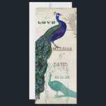 Peacock 5 - officiële bruiloft uitnodiging<br><div class="desc">Er zit een vleugje grilligheid en plezier in dit ontwerp met twee pauwen, een in volle intense kleuren van kobalt, pauw en aqua blauw met paarse en groene, de andere is een pen- en inkttekening in pauwblauw. Je hebt de keuze uit achtergrondkleuren, hier weergegeven in pauw of blauwgroen blauw. Selecteer...</div>