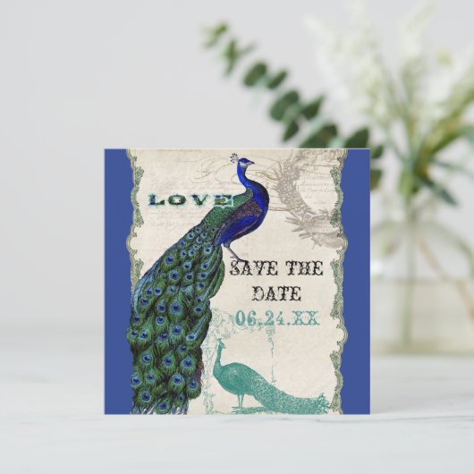 Peacock 5 - sparen de Datum Save The Date (Staand voorkant)