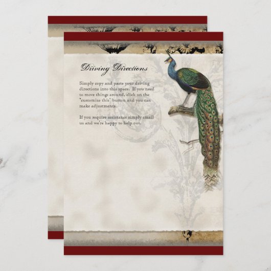  Peacock 6 - bruiloft uitnodiging (Voorkant / Achterkant)