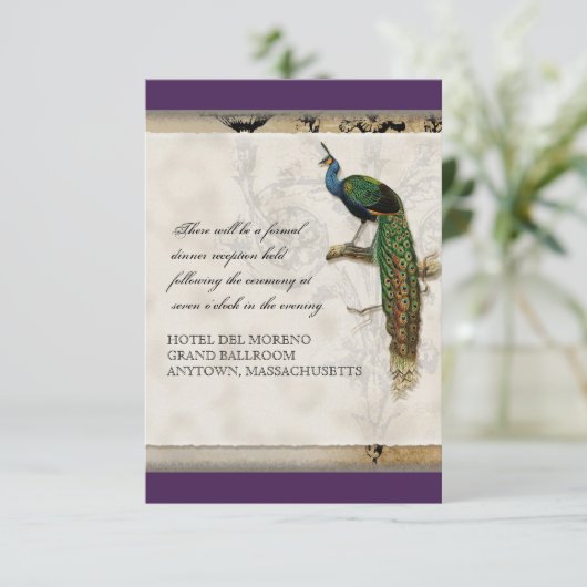 Peacock 6 - bruiloft uitnodiging (Staand voorkant)