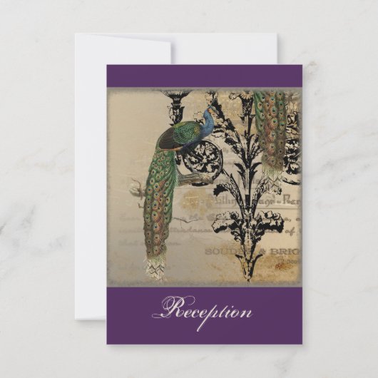 Peacock 6 - bruiloft uitnodiging (Achterkant)
