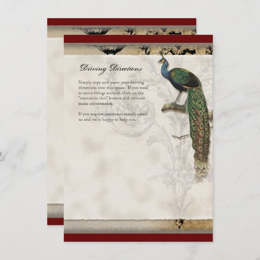  Peacock 6 - bruiloft uitnodiging (Voorkant / Achterkant)