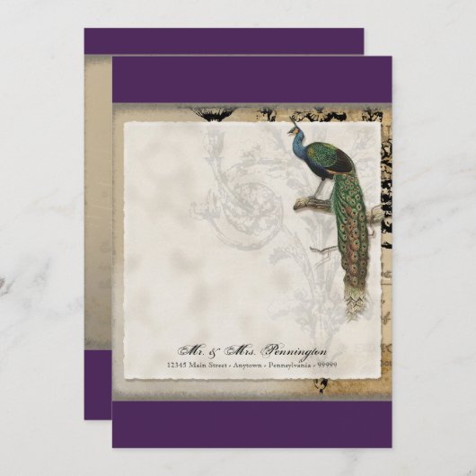  Peacock 6 - Dank u Flat Note Kaart Notitiekaartje (Voorkant / Achterkant)