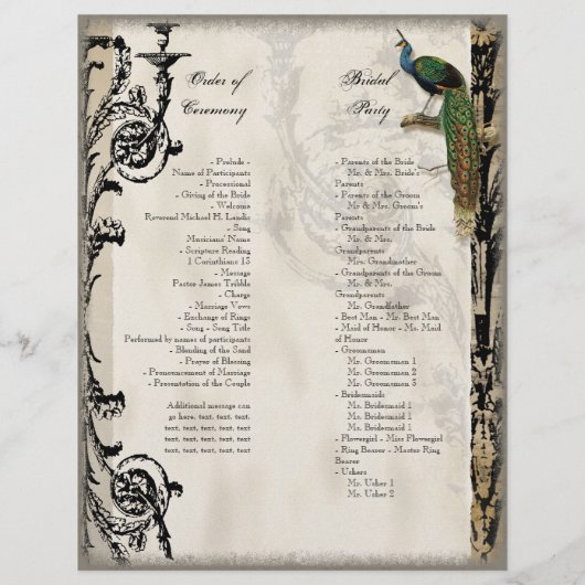 Peacock 6 - Elegant Wedding Programme (Achterkant)