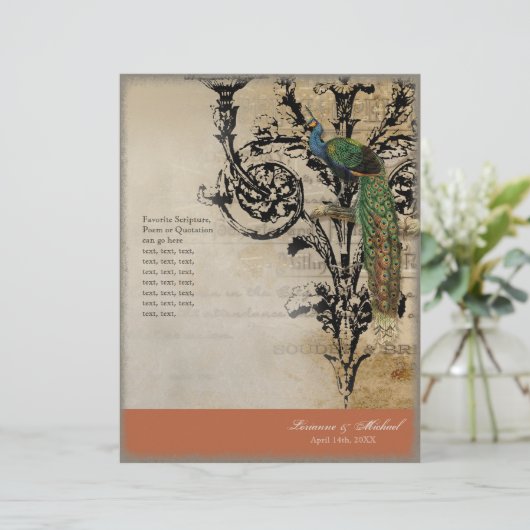 Peacock 6 - Elegant Wedding Programme (Staand voorkant)