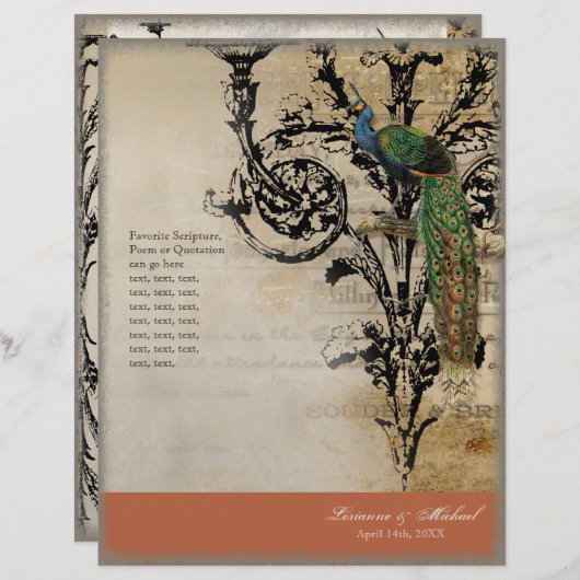 Peacock 6 - Elegant Wedding Programme (Voorkant / Achterkant)