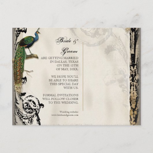  Peacock 6 - Save the Date Briefkaarten (Achterkant)