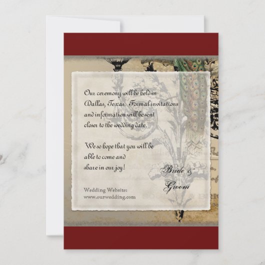  Peacock 6 - sparen de Datum Save The Date (Voorkant)