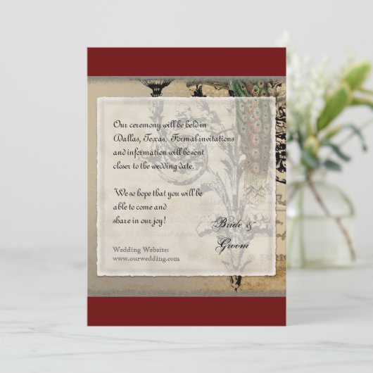  Peacock 6 - sparen de Datum Save The Date (Staand voorkant)