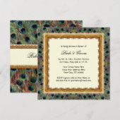  Peacock 9 Feathers Carved Gold Elegant Kaart (Voorkant / Achterkant)