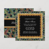  Peacock 9 Feathers Carved Gold Elegant Kaart (Voorkant / Achterkant)