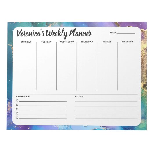 Peacock Abstract wekelijks om de planner van de Bl Notitieblok (Voorkant)