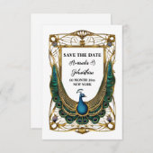 Peacock abstracte art nouveau lijst decoratief save the date (Voorkant / Achterkant)