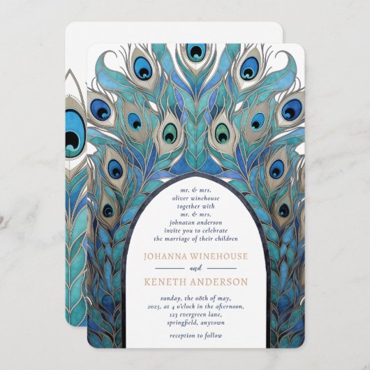 Peacock Abstracte boog | Monogram Kaart (Voorkant / Achterkant)