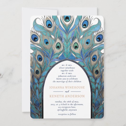 Peacock Abstracte boog | Monogram Kaart (Voorkant)