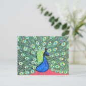 Peacock Acrylverf weergeven Briefkaart (Staand voorkant)