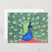Peacock Acrylverf weergeven Briefkaart (Voorkant / Achterkant)
