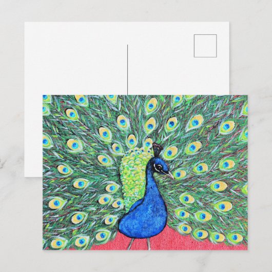 Peacock Acrylverf weergeven Briefkaart (Voorkant / Achterkant)