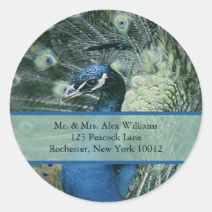 Peacock-adres of de datumlabels opslaan ronde sticker
