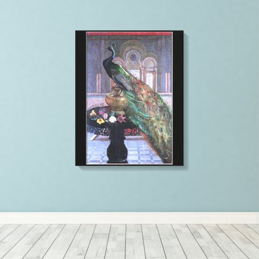 Peacock Afbeelding Canvas Wrap Afdruk (Insitu (Houten vloer))