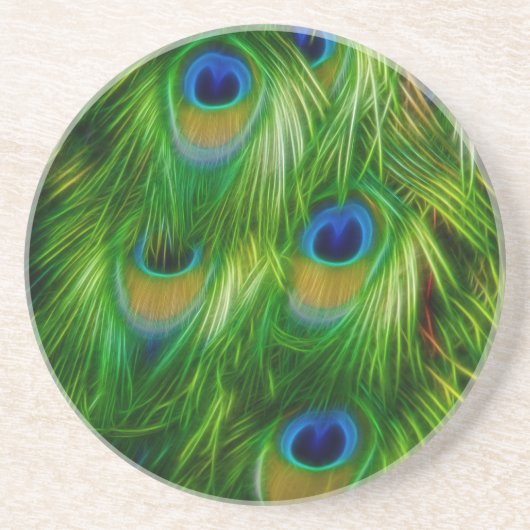 Peacock Afdrukken Zandsteen Onderzetter (Voorkant)