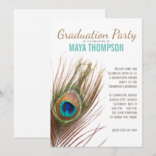 Peacock-Afstuderen Kaart (Voorkant / Achterkant)