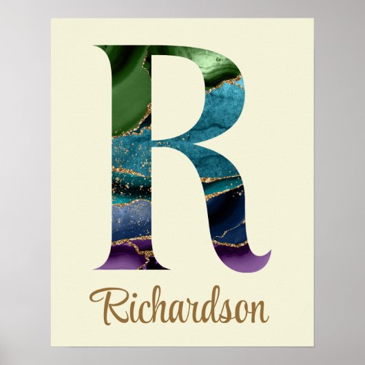 Peacock Agate Letter R Persoonlijk Poster (Voorkant)