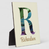 Peacock Agate Letter R Persoonlijke tablet Fotoplaat (Zijkant)