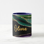 Peacock Agate Texture 06 Golden 3D Text Custom Mok (Midden)