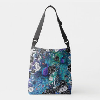 Peacock and Flowers Handbag Crossbody Tas
