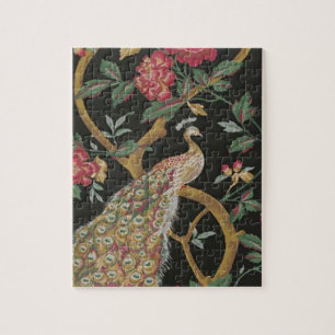 Peacock And Pink Roses Legpuzzel