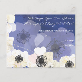 Peacock & Anemone Flowers Bat Mitzvah REPLY CARD RSVP Kaartje