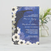 Peacock & Anemone Flowers Weddenschap Kaart (Staand voorkant)