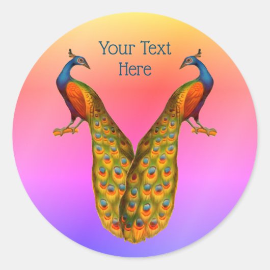 Peacock Animal Art - Gepersonaliseerd Ronde Sticker (Voorkant)