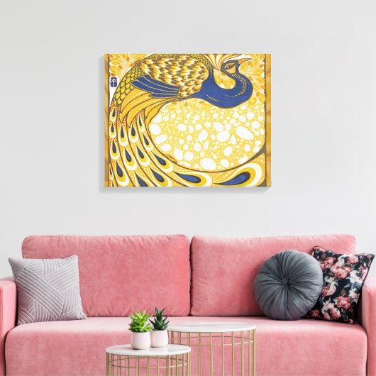 Peacock Antiek kleurrijk Canvas Afdruk (Insitu (Woonkamer))
