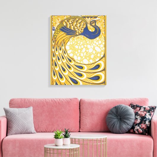 Peacock Antiek  kleurrijk Canvas Afdruk (Insitu (Woonkamer))