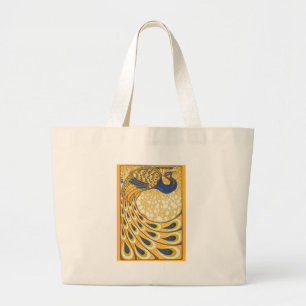 Peacock Antiek  kleurrijk Grote Tote Bag