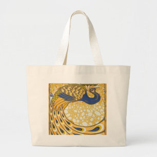 Peacock Antiek  kleurrijk Grote Tote Bag