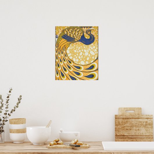Peacock Antiek  kleurrijk Poster (Keuken)