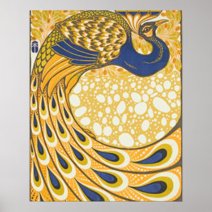 Peacock Antiek  kleurrijk Poster
