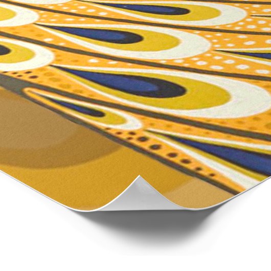 Peacock Antiek  kleurrijk Poster (Hoek)