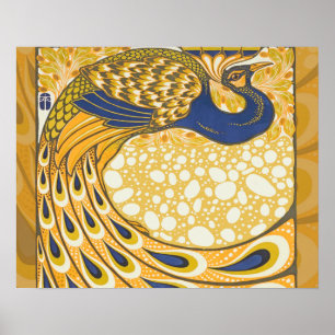 Peacock Antiek  kleurrijk Poster